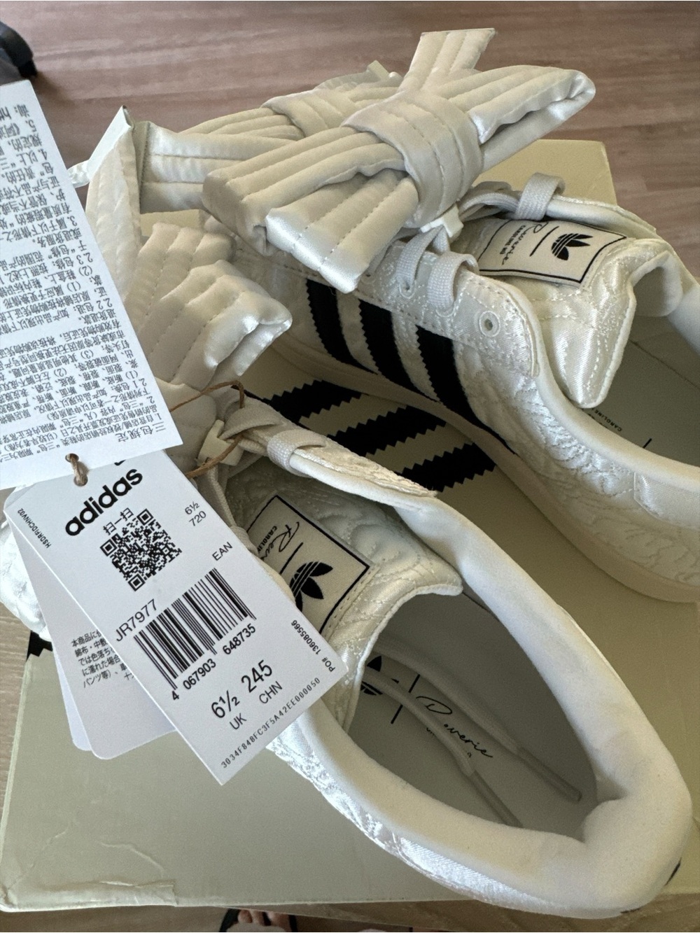 Adidas x Caroline Hu Superstar JR7977 White Bow Sneakers NWT Collab UK 6.5~US8.5 - Picture 5 of 15